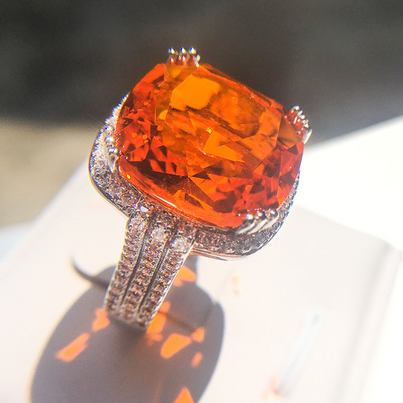 Luxury Exaggerated Orange Gemstone Ring