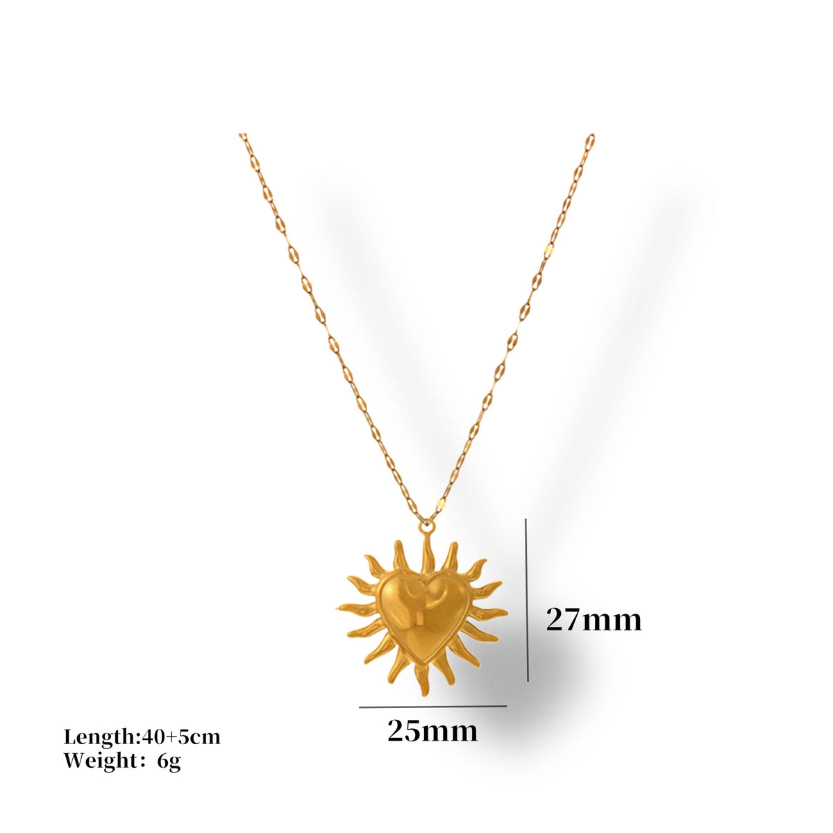 18K Gold Fire SUNFLOWER Love Pendant Necklace