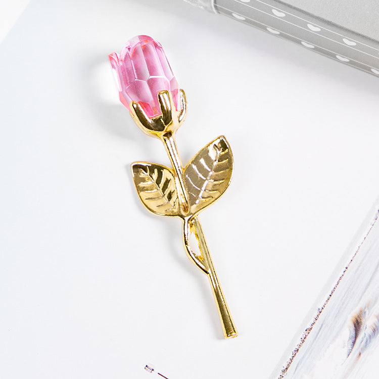 New Valentine's Day Metal Crystal Rose Decorations