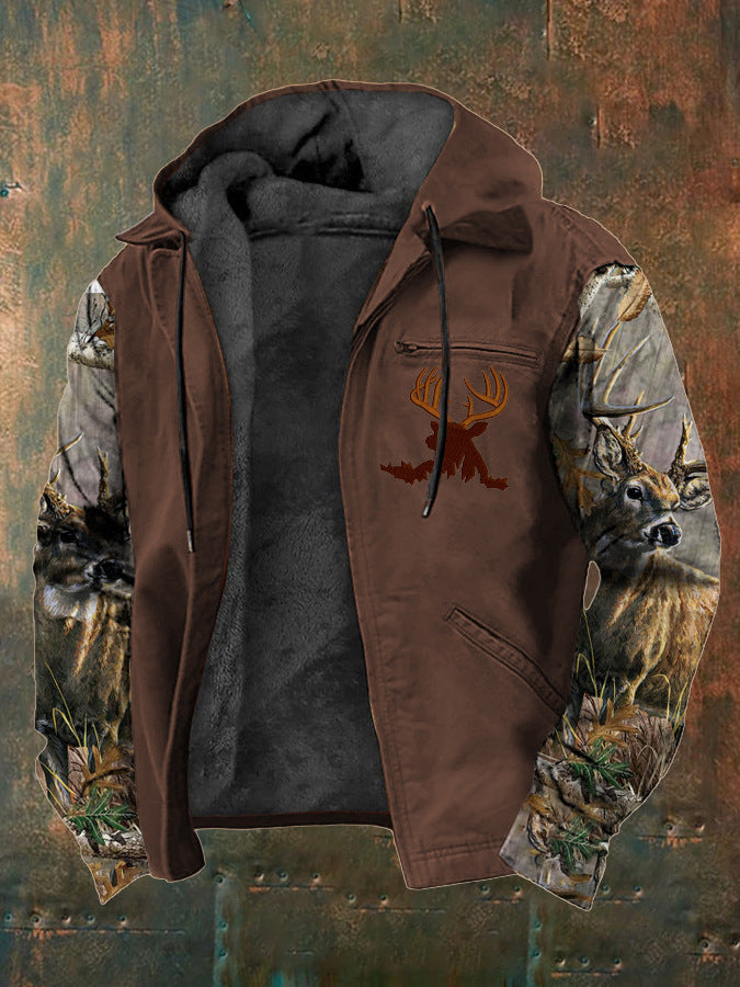 Fleece-Lined Thick Winter Clothes Winter Men's Thick Velvet Cotton-Padded Jacket with Pockets