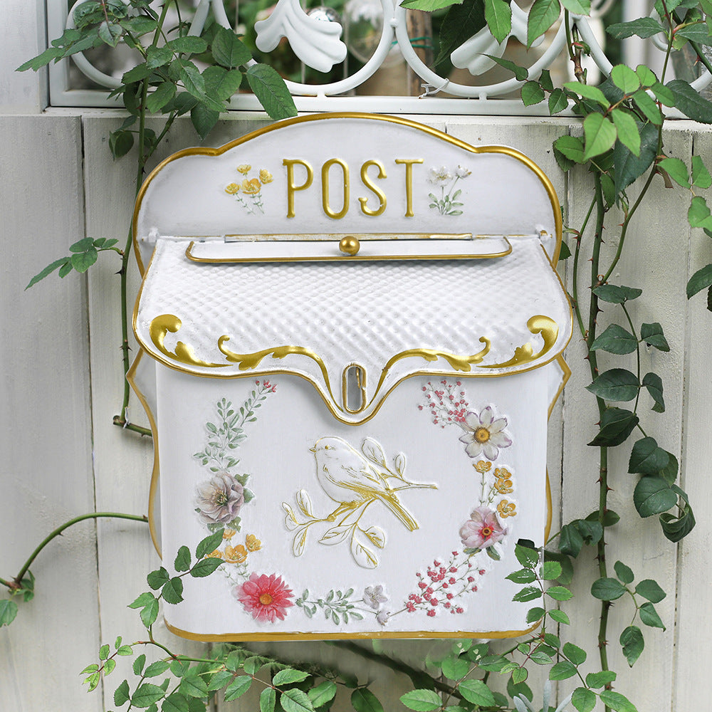 European-Style Flower And Bird Mailbox Three-Dimensional Relief Delivery Box
