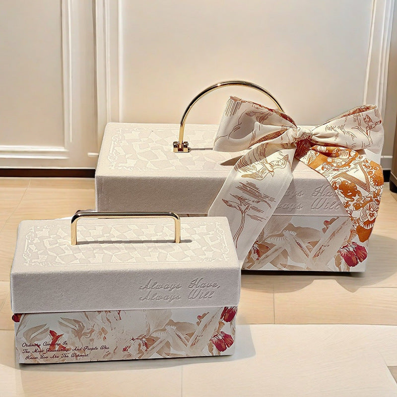 Velvet Embossed Metal Portable Gift Box