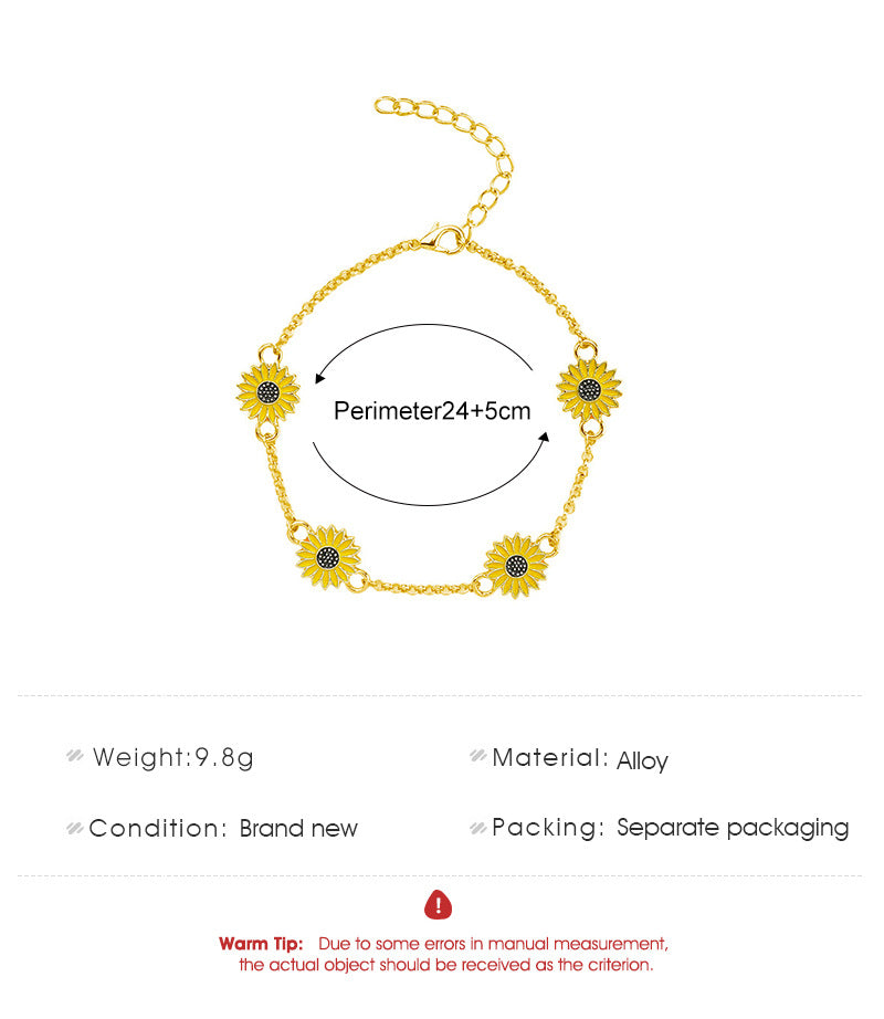 Alloy Sunflower Anklet Creative Daisy Foot Ornaments Gift For Ladies Accessories