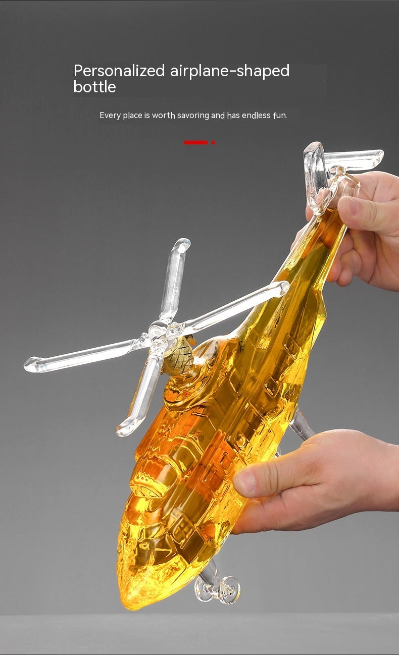 Transparent Glass Jar Helicopter Wine Bottle