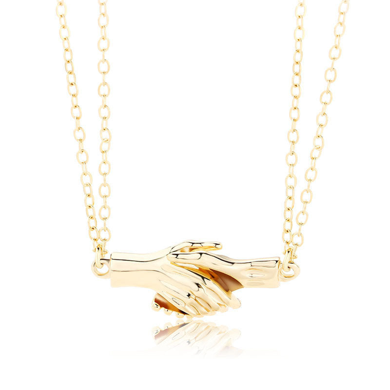 Palm Couple Necklace Magnet Attracts Handshake Clavicle Chain Necklace