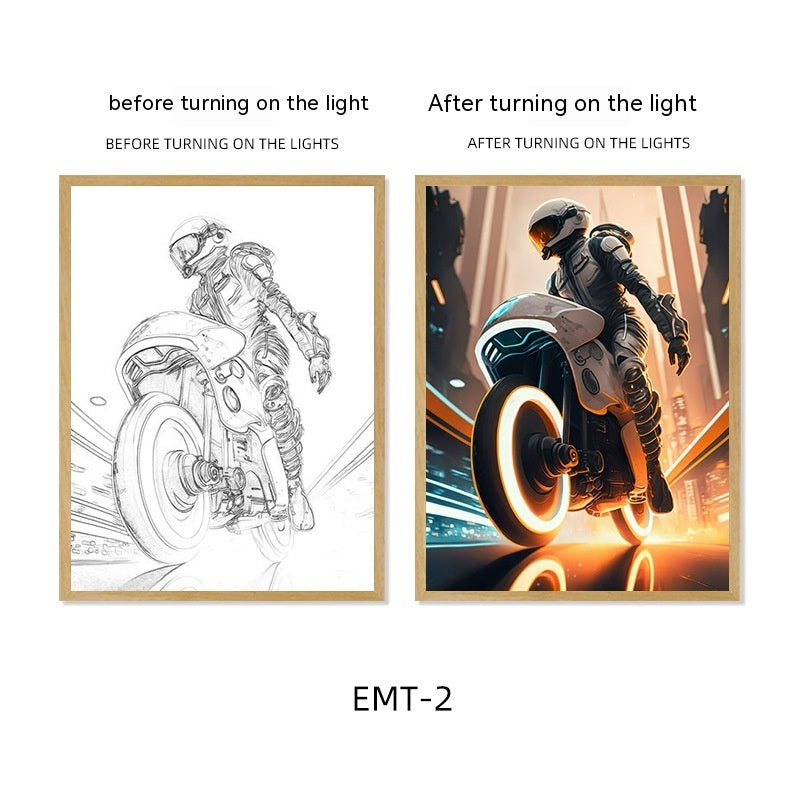 Motorcycle Motor Bike Luminous Paint Bedroom Bedside Hotel Decoration Painting