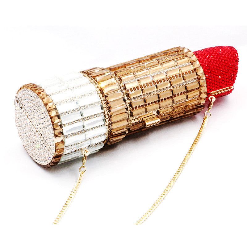 Handmade Metal Rhinestone Party Lipstick Clutch