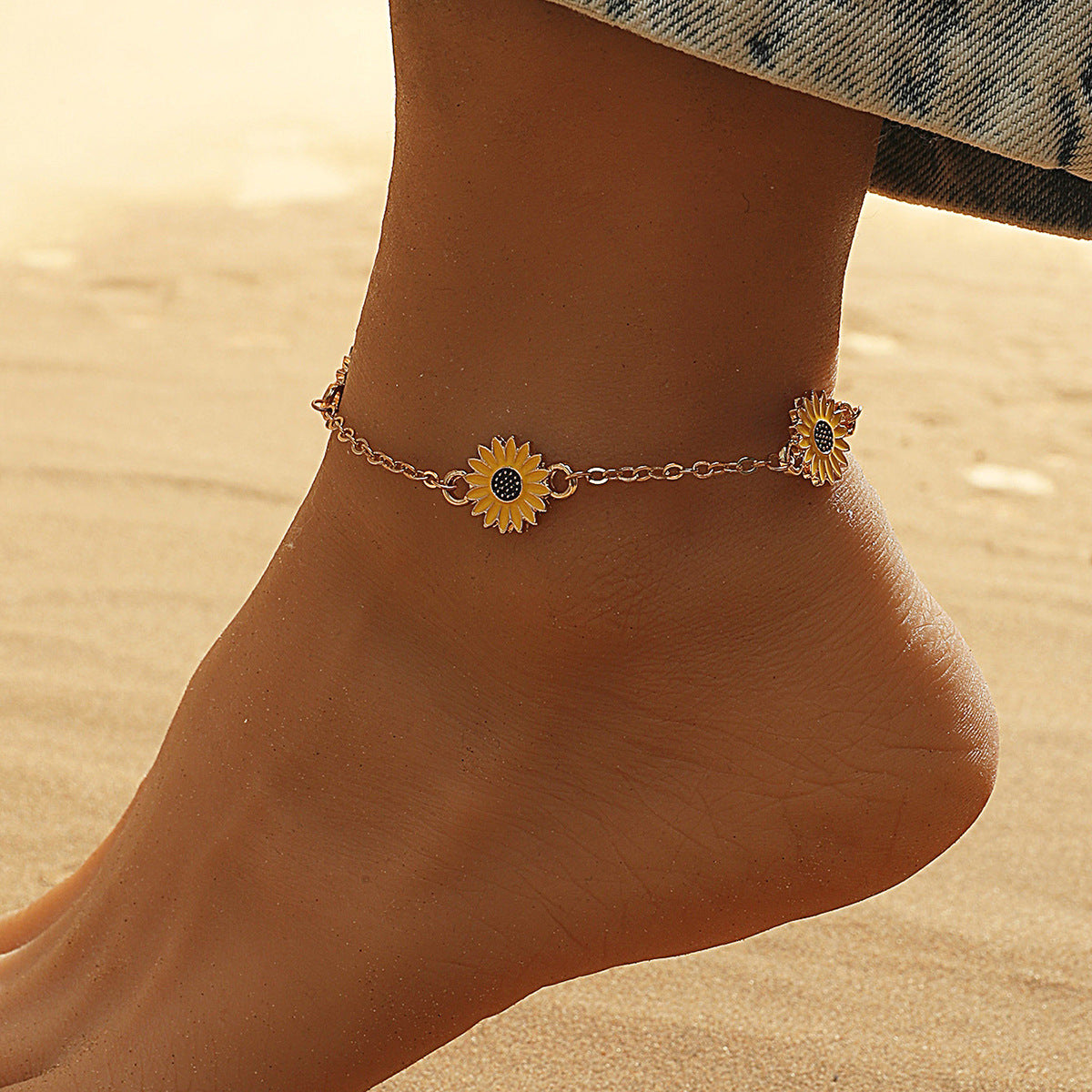 Alloy Sunflower Anklet Creative Daisy Foot Ornaments Gift For Ladies Accessories