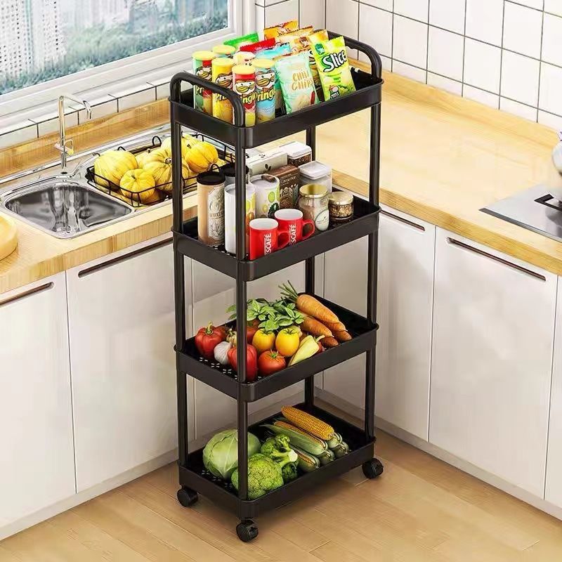 Mobile Storage Rack With Multiple Floor Standing Shelves