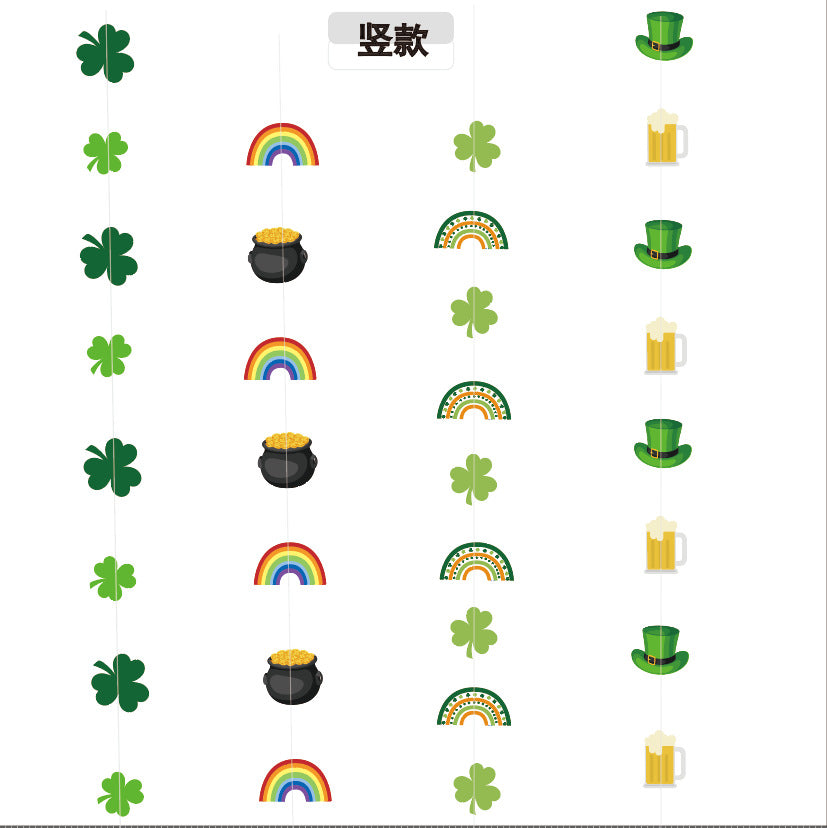 Irish Festival Paper String Decorations Party Pull Flower St Patrick's Day Party Decoration