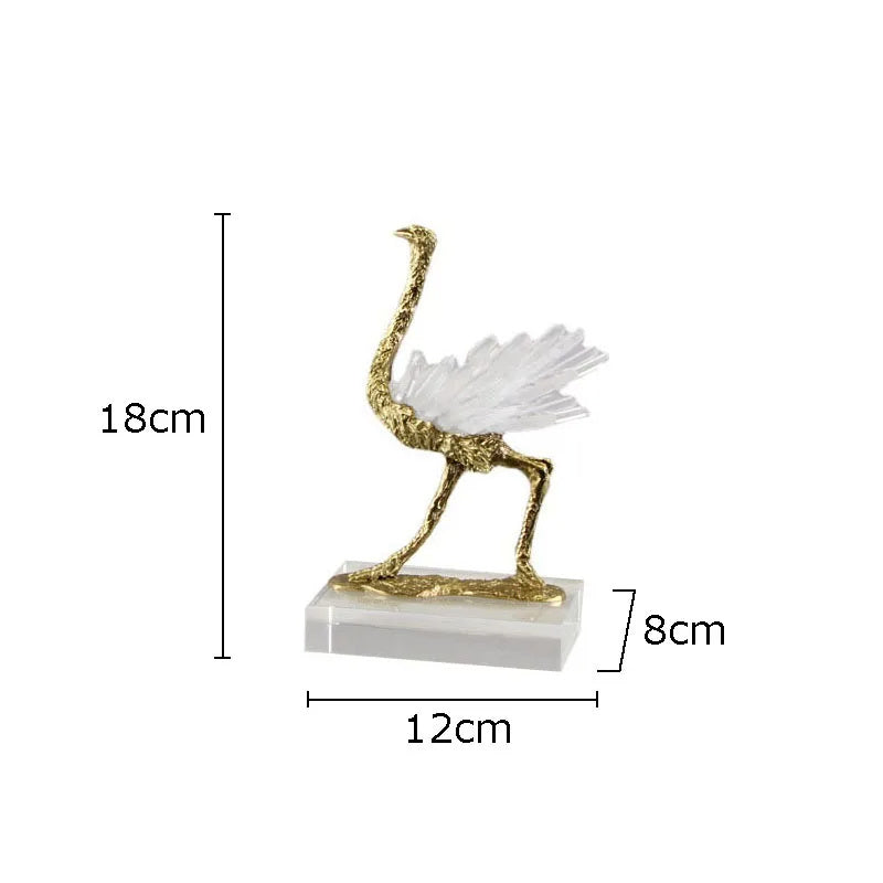 Modern Light Luxury Flamingo Crystal Brass Decoration Living Room
