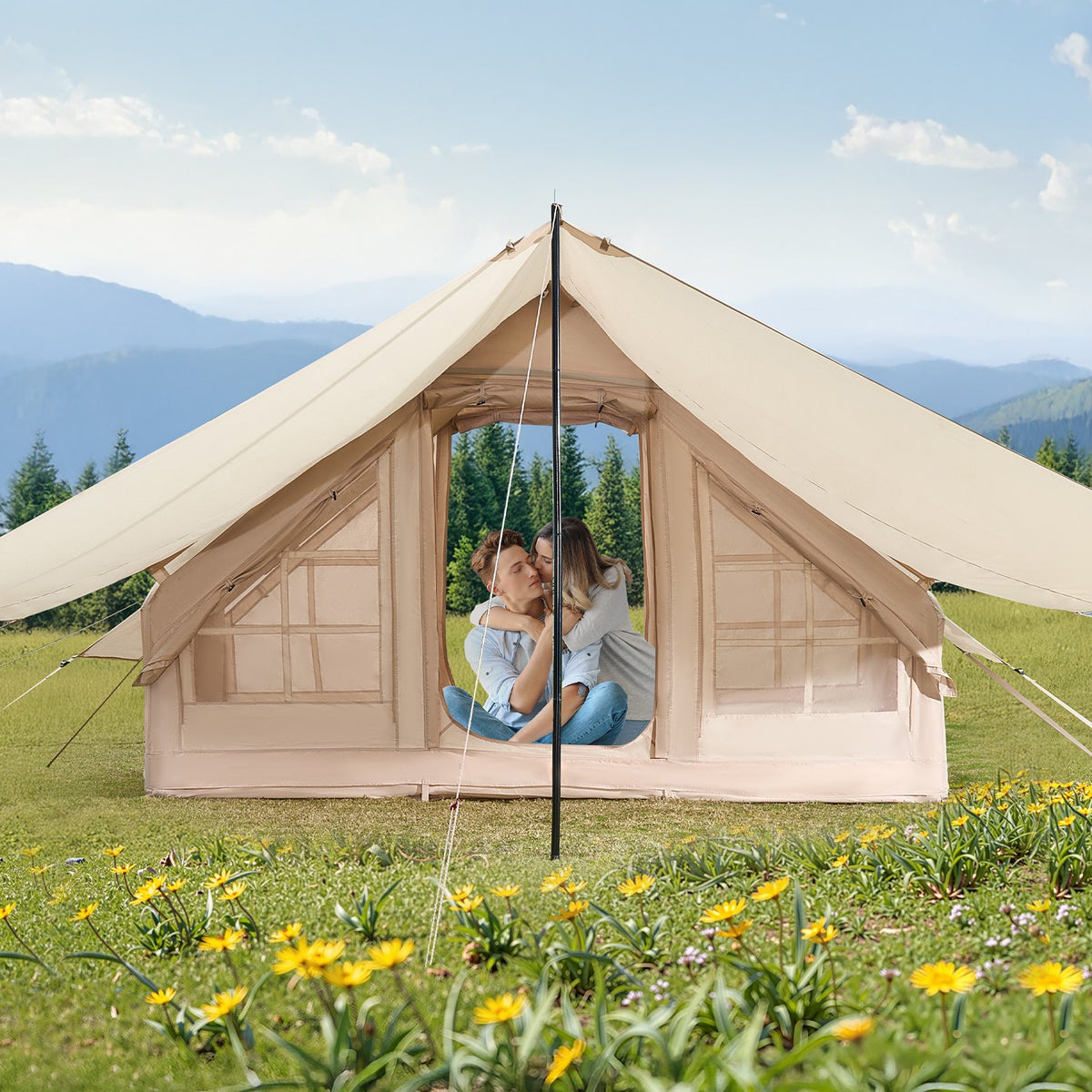 Inflatable Tent For Camping 3-5 Person Glamping Tent With Pump Canopy
