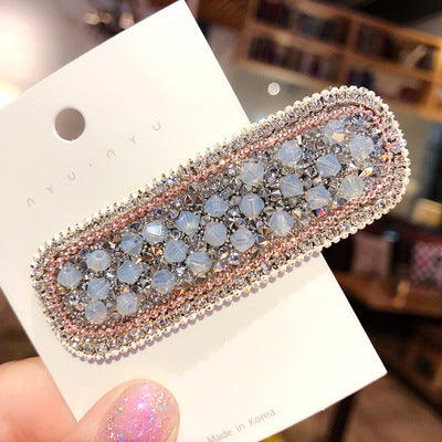 Girly Temperament Side Clip Net Red Rhinestone Broken Diamond Back Head