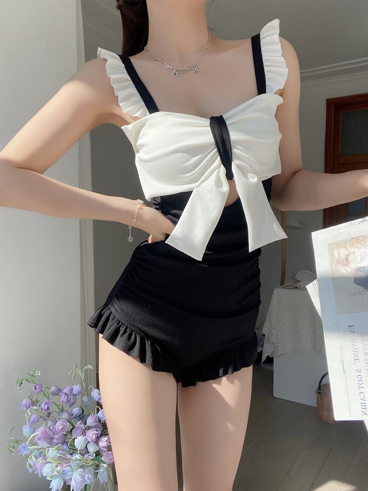One-Piece Swimsuit Women's Japanese Style Fresh Pure Desire Cover Belly And High Waist Cute