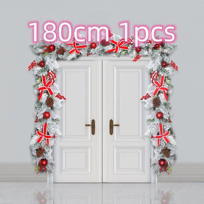 New Flocking Wreath Outdoor Decoration Door Hanging Christmas Wreath Rattan