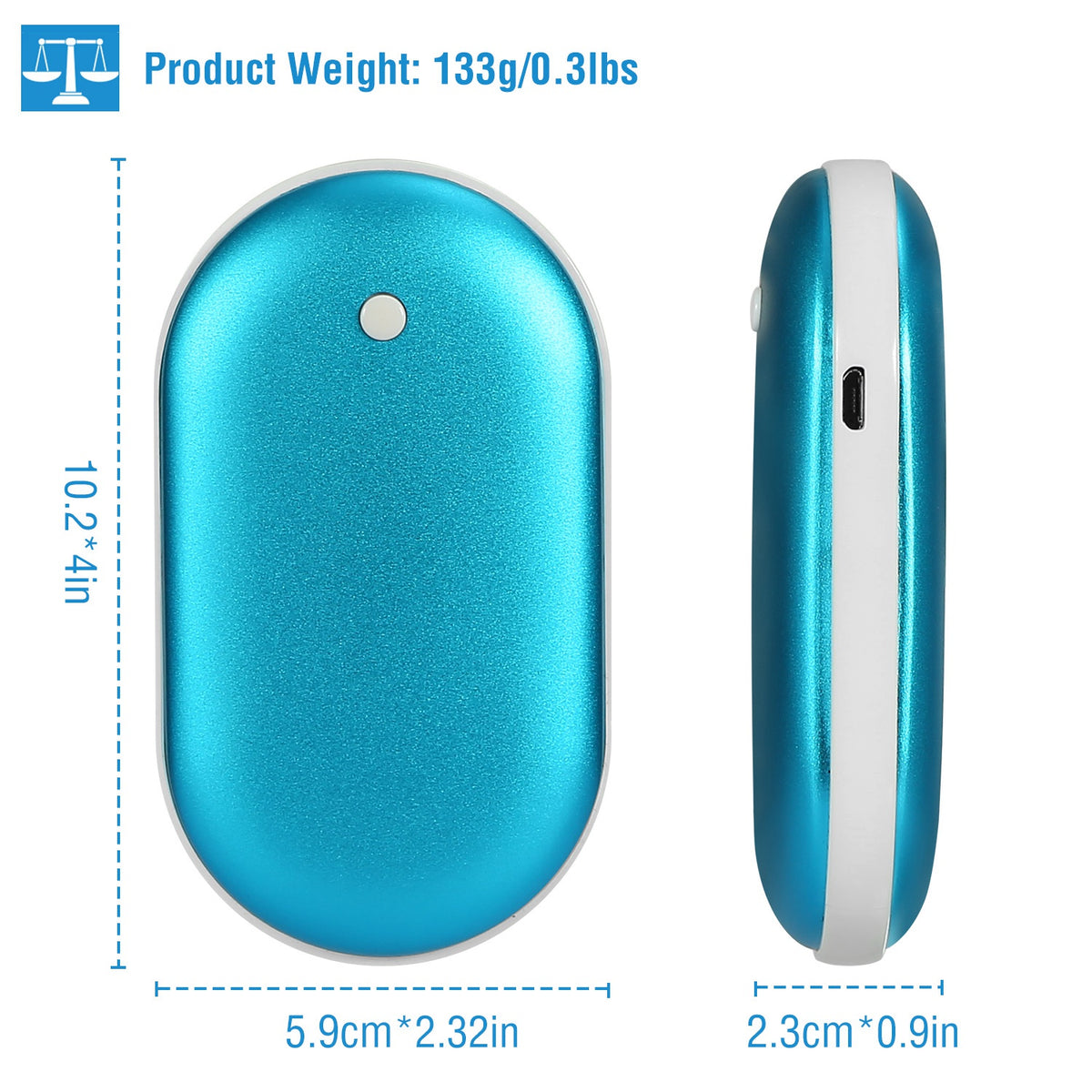 1Pc Portable Hand Warmer 5000mAh Power Bank Rechargeable Pocket Warmer Double-Sided Heating Handwarmer