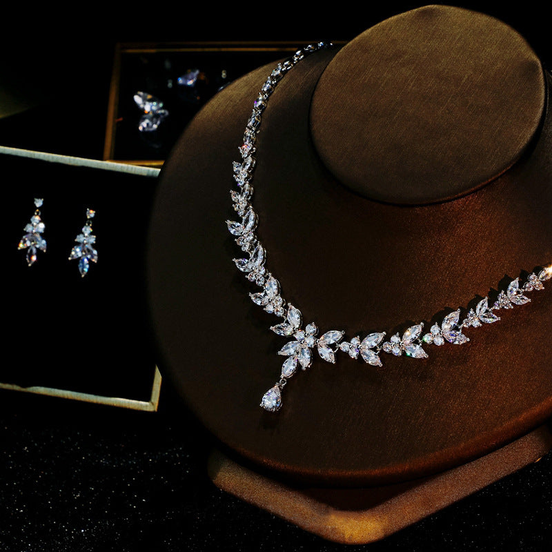 Simple White Bride Zircon Set Women