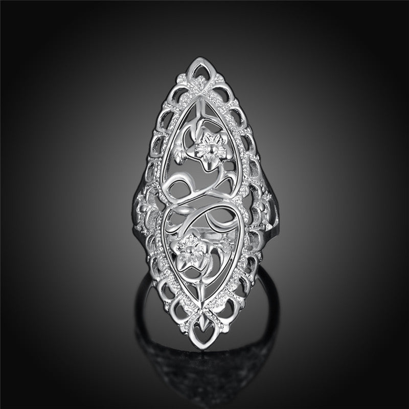 Jewelry Silver Fashion Vintage Cutout Ring