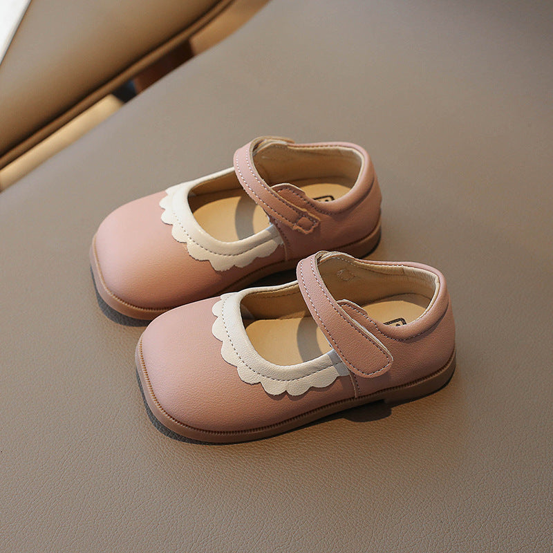 Girls' Princess Soft-Soled Lace Leather Shoes