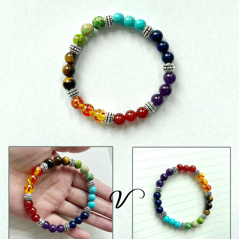Natural Stone Colorful Chakra Energy Yoga Bracelet