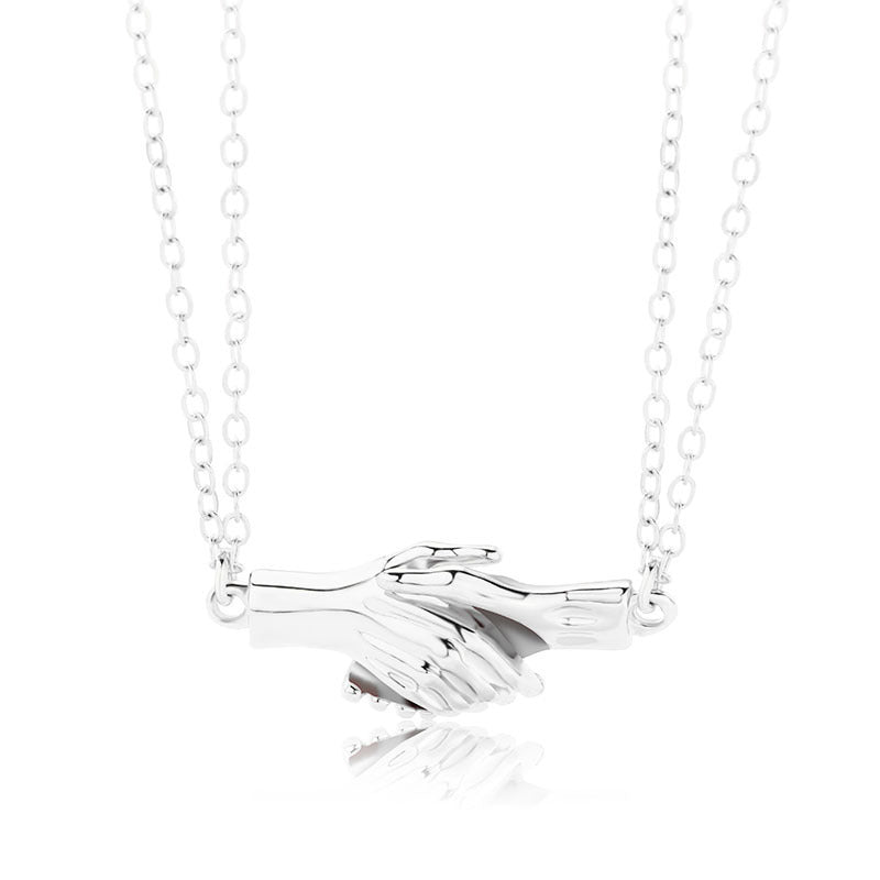 Palm Couple Necklace Magnet Attracts Handshake Clavicle Chain Necklace