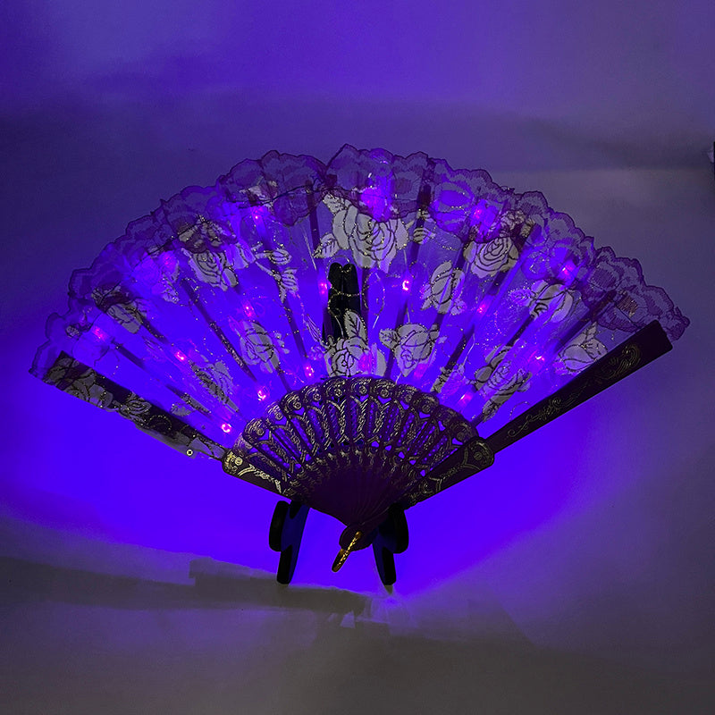 Rose Lace LED Luminous Folding Fan