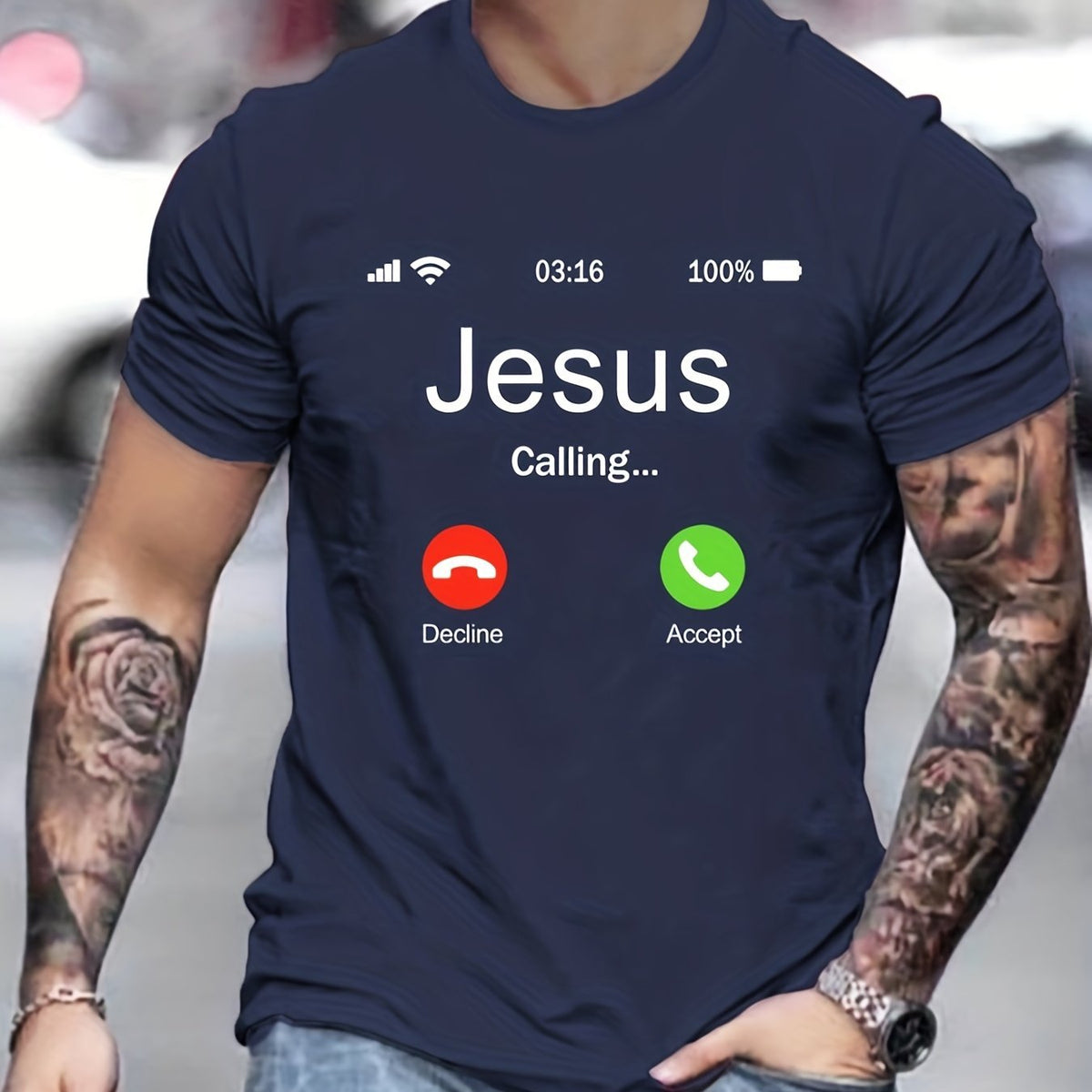 Jesus Calls For Printed Men's Comfortable T-shirts