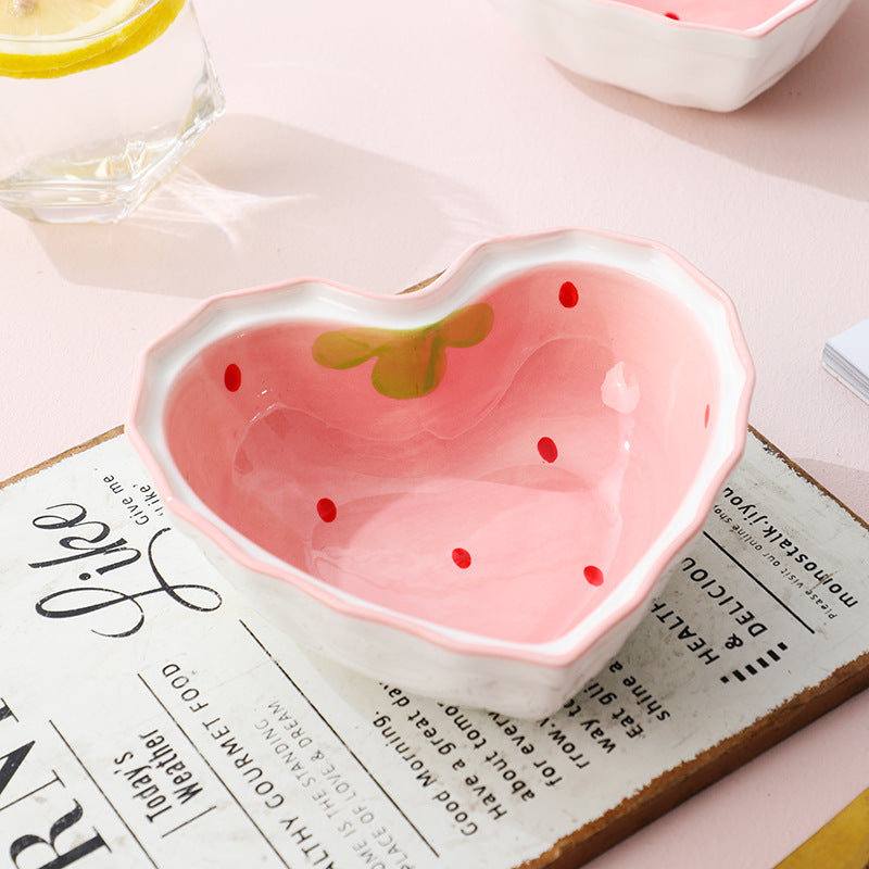 Cute Strawberry Ceramic Love Bowl Shaped