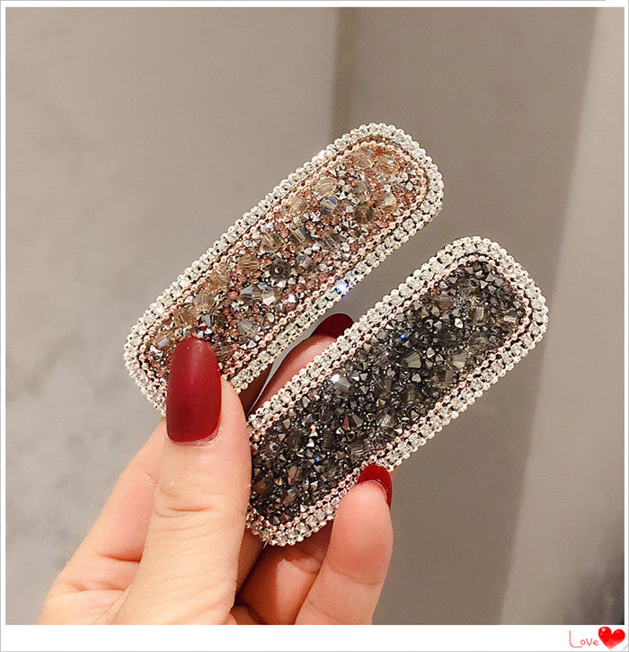 Girly Temperament Side Clip Net Red Rhinestone Broken Diamond Back Head