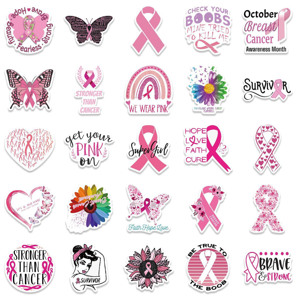 103050pcs Breast Cancer Awareness Stickers  Ribbon