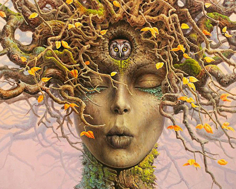 Abstract Portrait Tree Decoration Diamond Embroidery Square Rhinestones