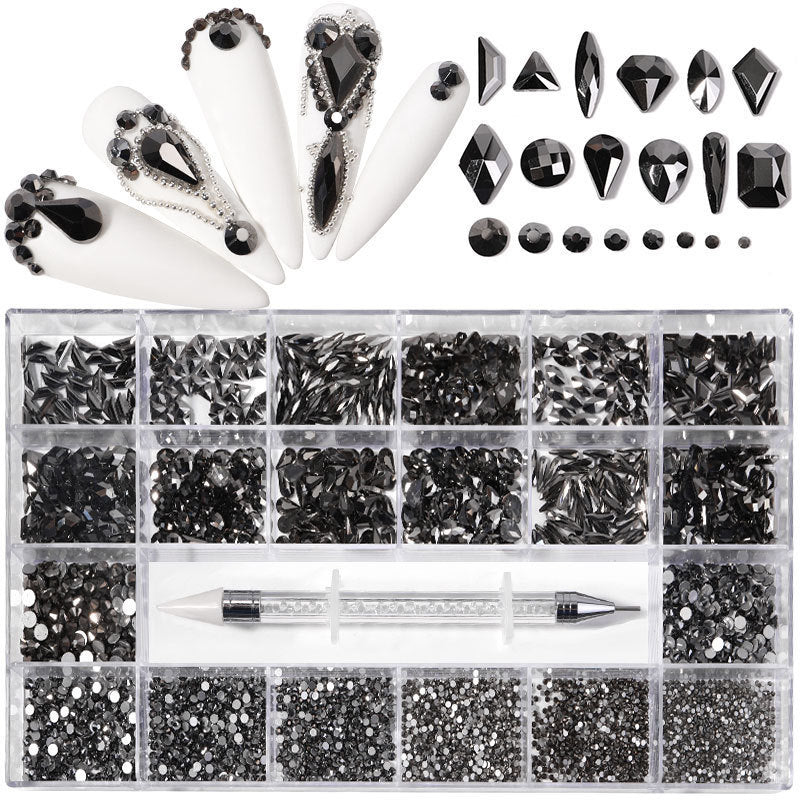 Boxed 21 Grid Nail Rhinestone Flat Glass Rhinestone