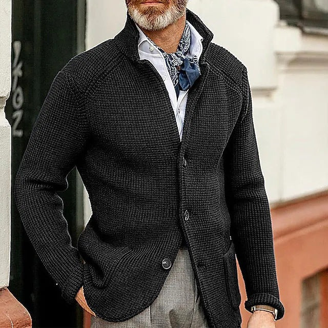 Casual Long Sleeve Solid Color Knitted Coat
