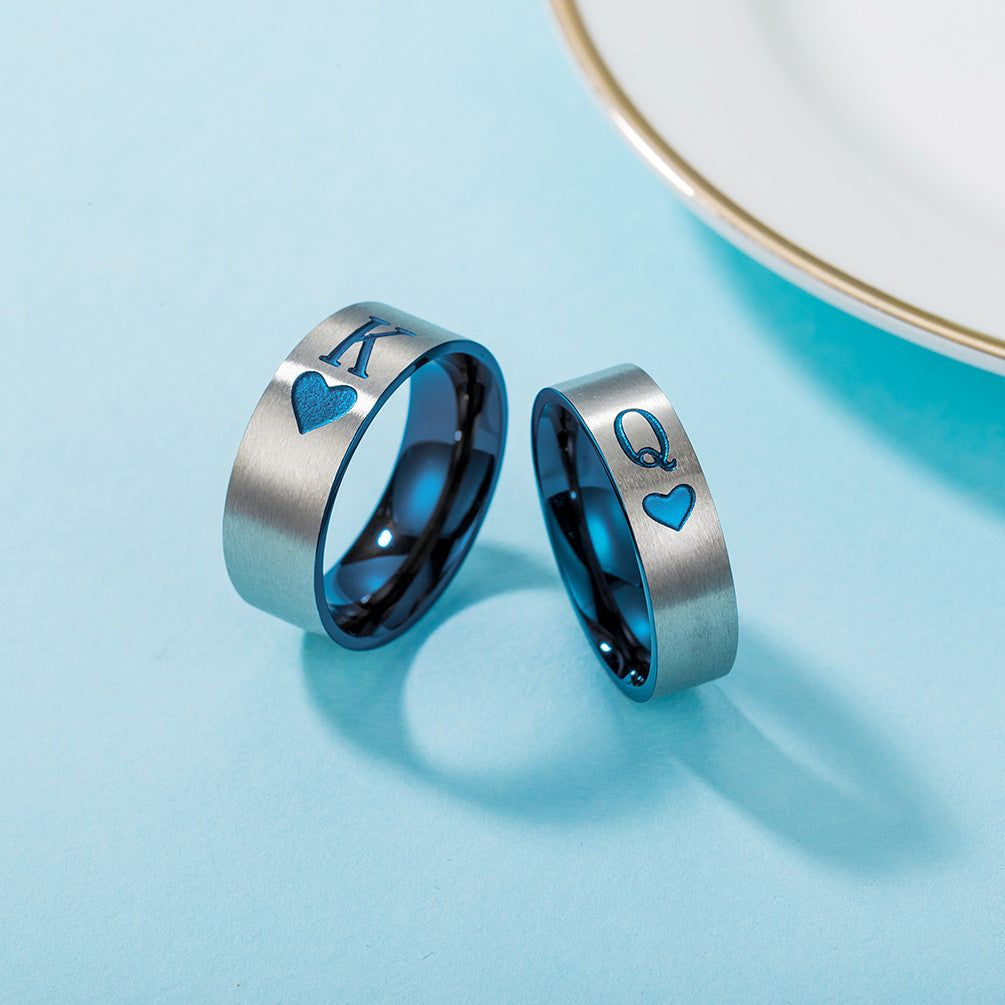 Queen And Queen Couple Electroplating Titanium Steel Rings
