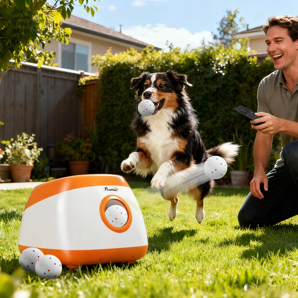 Automatic Dog Ball Launcher with 26-79 FT Distance, Automatic Ball Launcher for Medium and Large Dogs, Orange