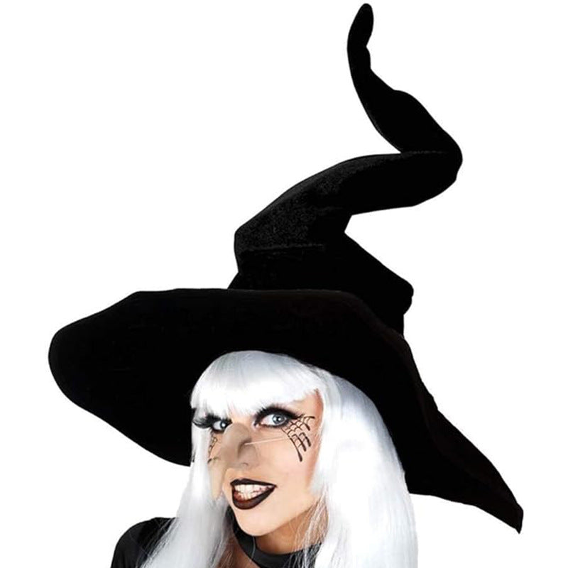 Halloween Black Flannel Witch Hat Wizard Headdress