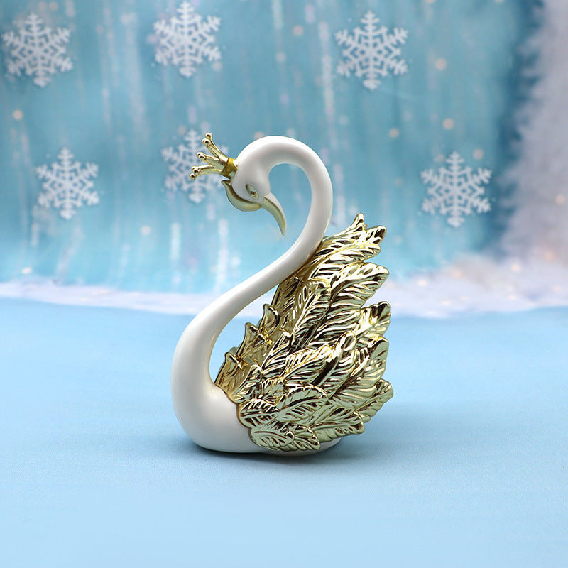Crown Swan Cake Decoration Gilded Couple