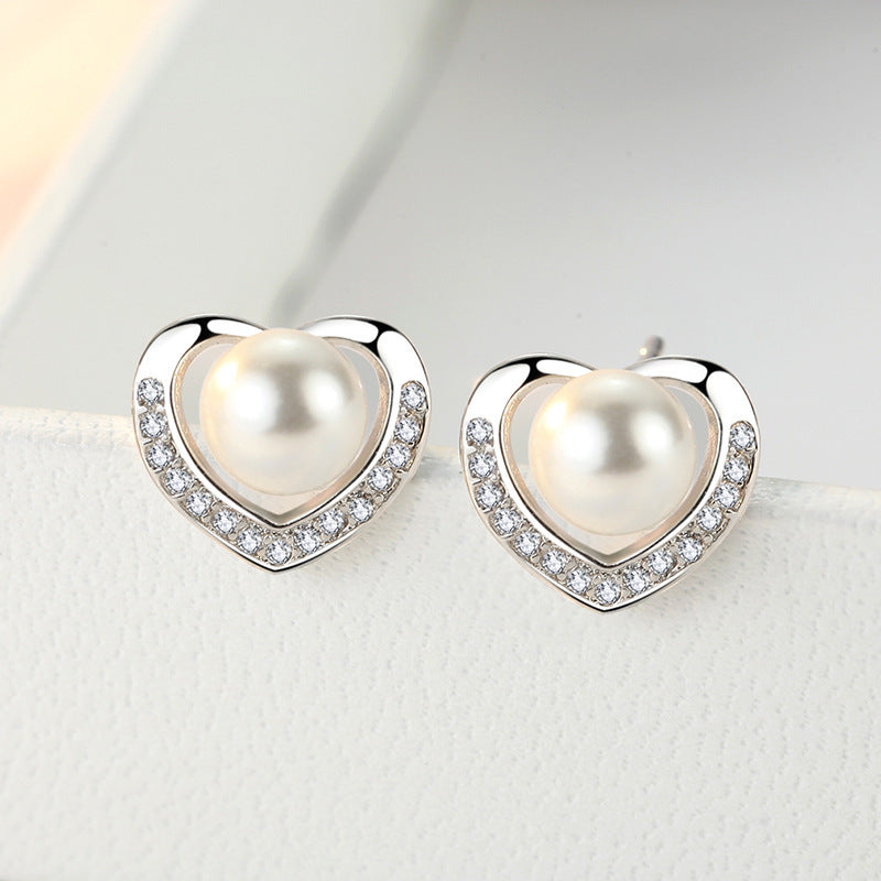 Pearl Studs Heart-shaped Earrings