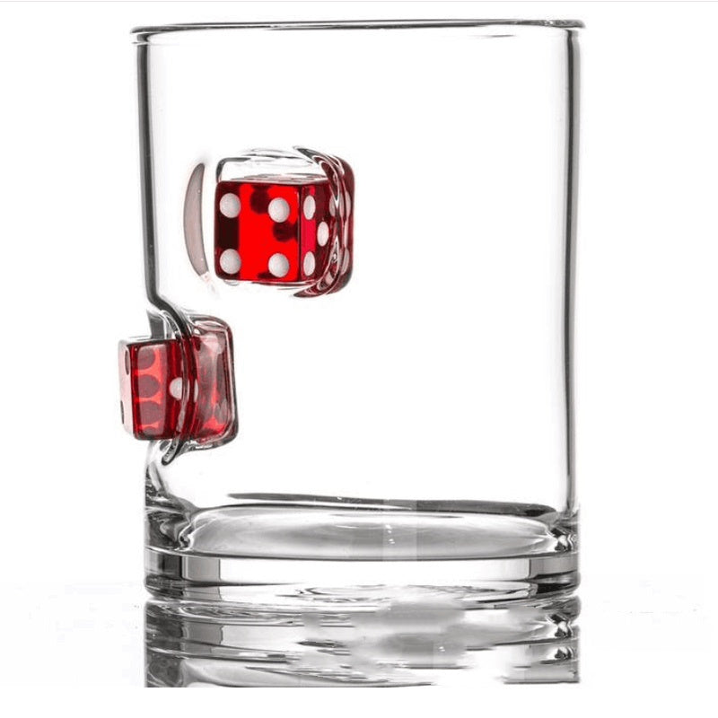 Casino Dice Embedded Hand-Blown Whiskey Glass