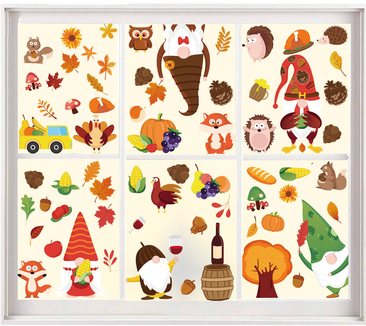 Thanksgiving Window Stickers Party Gathering Static