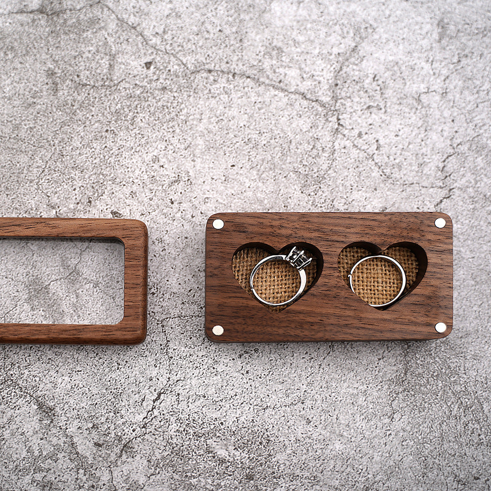 Solid Wood Window Ring Pendant Jewelry Box