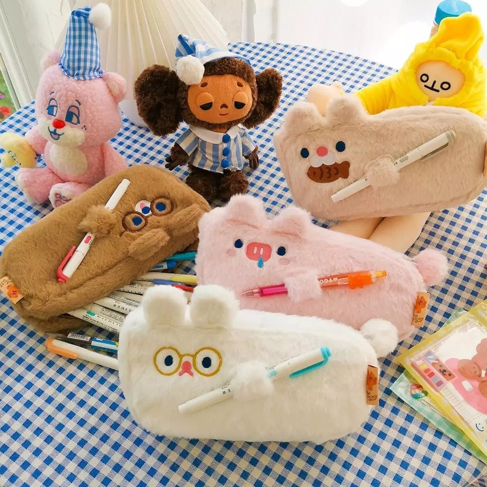 Animal Model Girl Student Stationery Storage Bag With Pen Holder