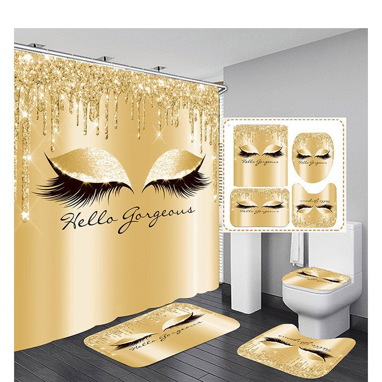 Full Polyester 3D Printing Eyelash Bathroom Partition Shower Curtain
