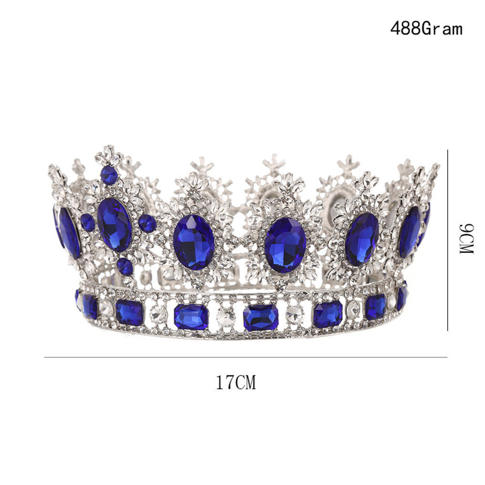 Bride European Princess Big Crown Round Baroque Full Crown Wedding Dress Accessories