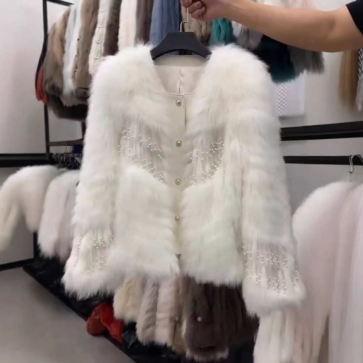 Women's Fashion Heavy Duty Fringe Loose Fur Coat