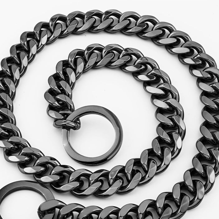 Titanium Steel Metal Hip Hop Pet 15mm Gold Stainless Steel Dog Leash