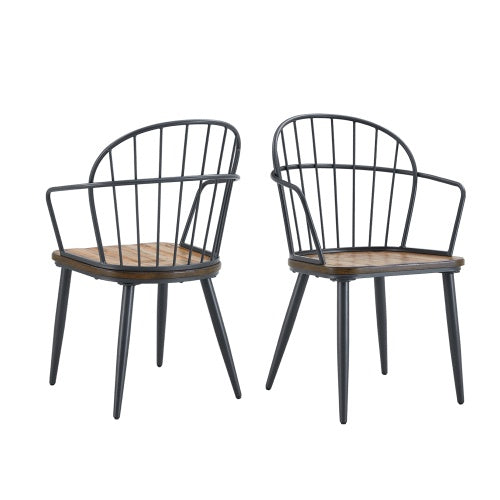 Indoor Dining Chair With Metal Legs Set Of 2,Light Birch