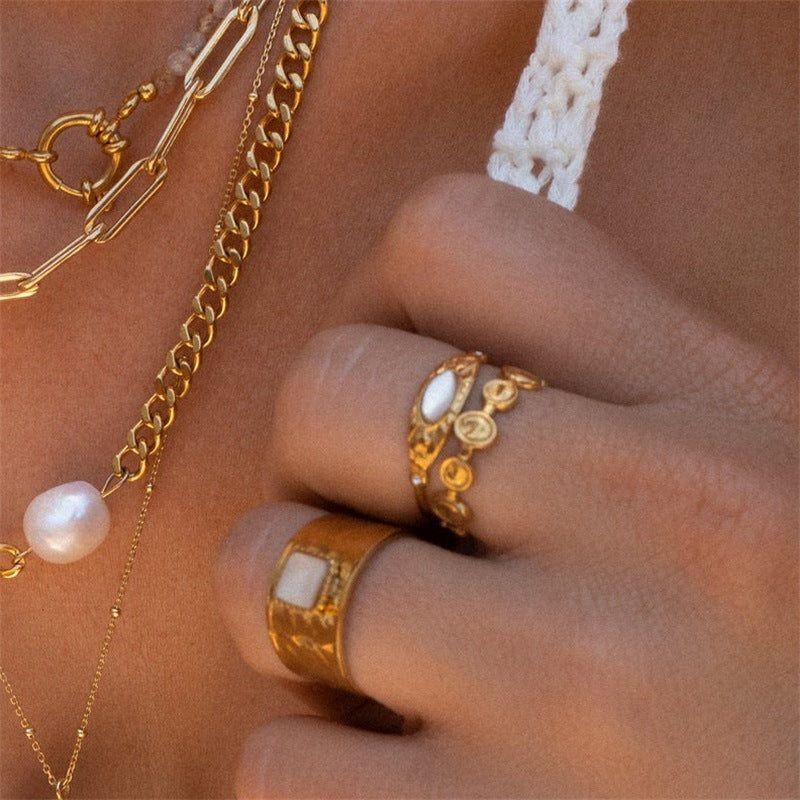 14K Gold Stainless Steel XINGX Retro Stainless Steel Diamond Ring