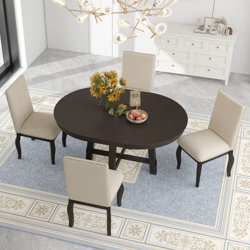 5-Piece Farmhouse Wooden Dining Table Set