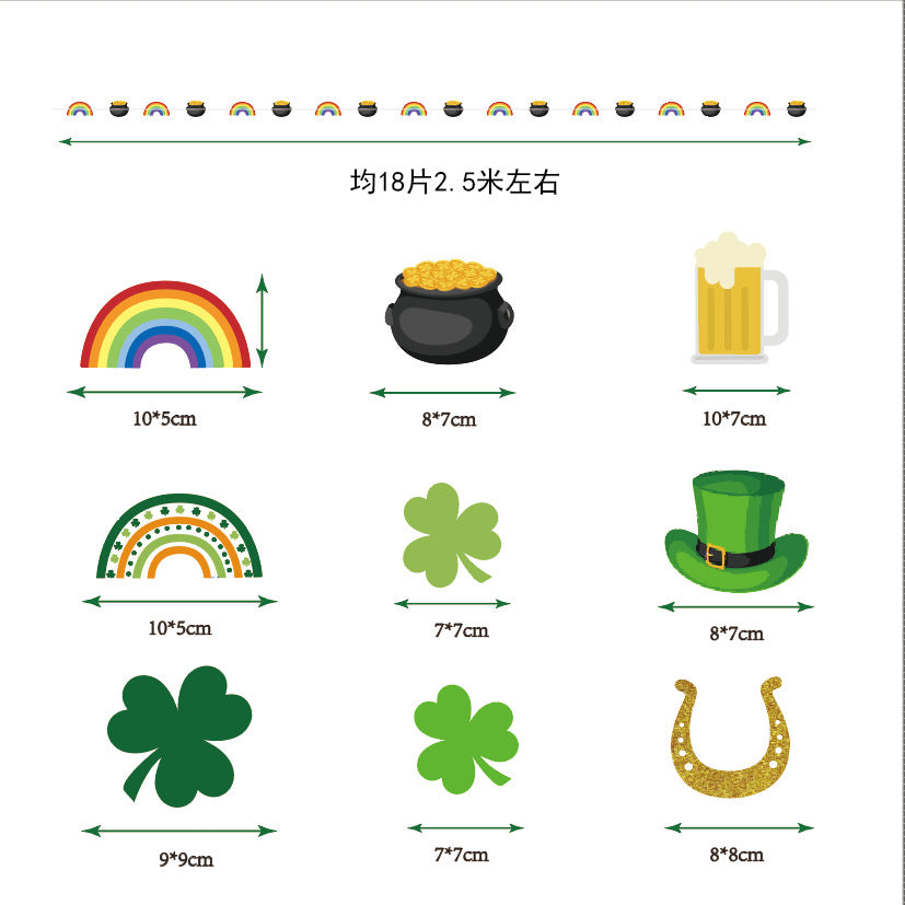 Irish Festival Paper String Decorations Party Pull Flower St Patrick's Day Party Decoration